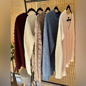5 American Eagle sweaters Braided Crochet Cozy Wool